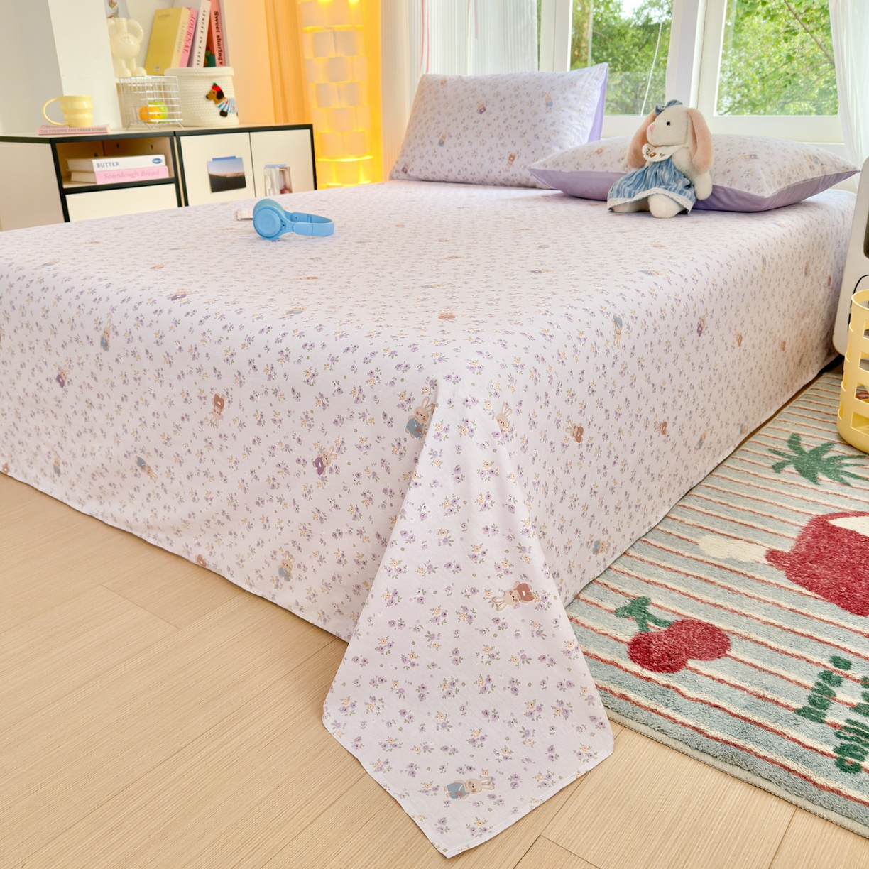 91家纺网 家纺一手货源 找家纺 清雅福 2025新款全棉柔软印花系列单床单 乖乖兔