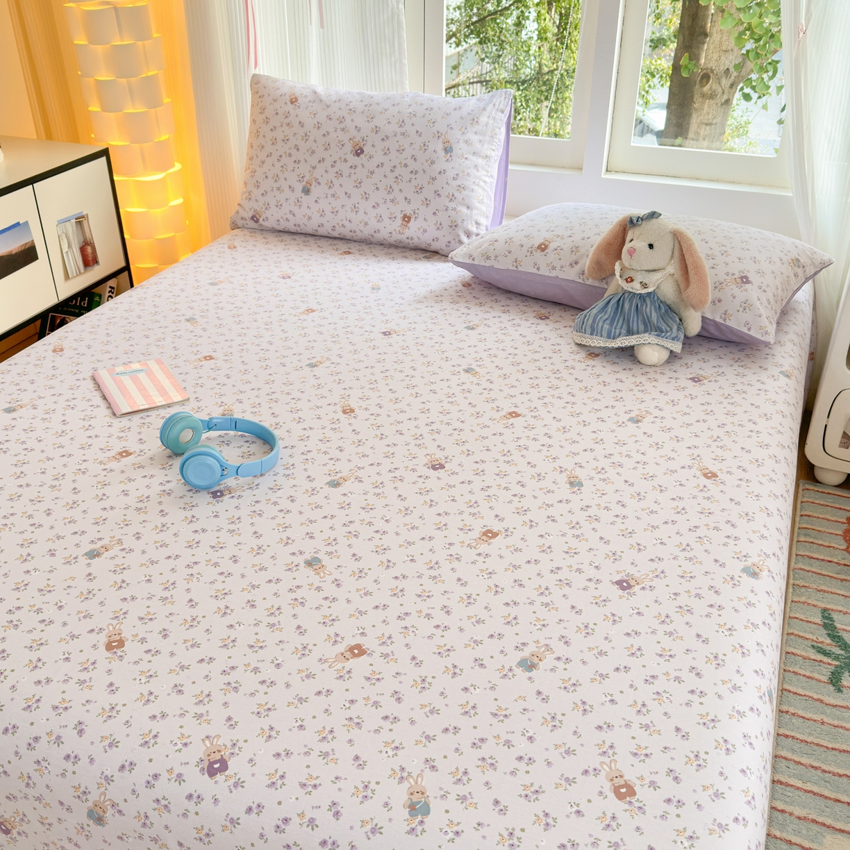 91家纺网 家纺一手货源 找家纺 清雅福 2025新款全棉柔软印花系列单床单 乖乖兔