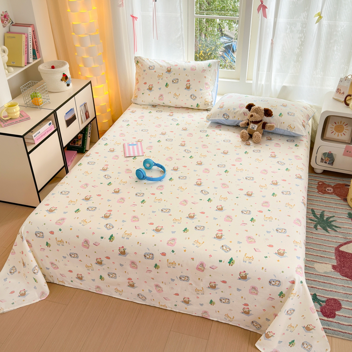 91家纺网 家纺一手货源 找家纺 清雅福 2025新款全棉柔软印花系列单床单 滚滚绣球团