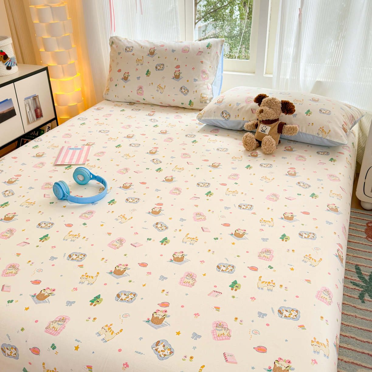 91家纺网 家纺一手货源 找家纺 清雅福 2025新款全棉柔软印花系列单床单 滚滚绣球团