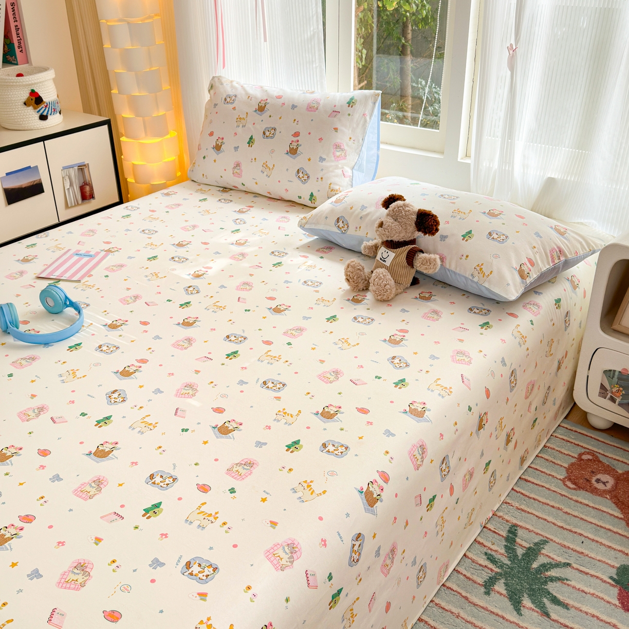 91家纺网 家纺一手货源 找家纺 清雅福 2025新款全棉柔软印花系列单床单 滚滚绣球团