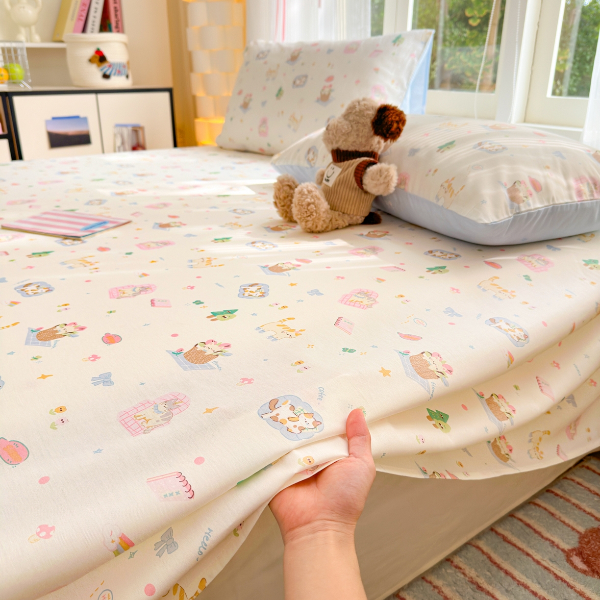 91家纺网 家纺一手货源 找家纺 清雅福 2025新款全棉柔软印花系列单床单 滚滚绣球团