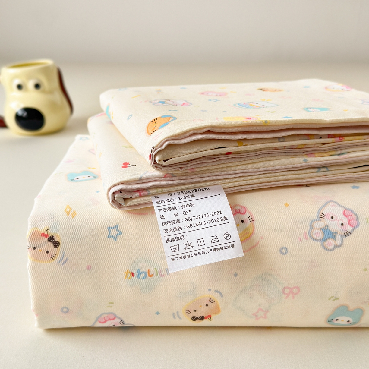 91家纺网 家纺一手货源 找家纺 清雅福 2025新款全棉柔软印花系列单床单 蜜罐猫猫
