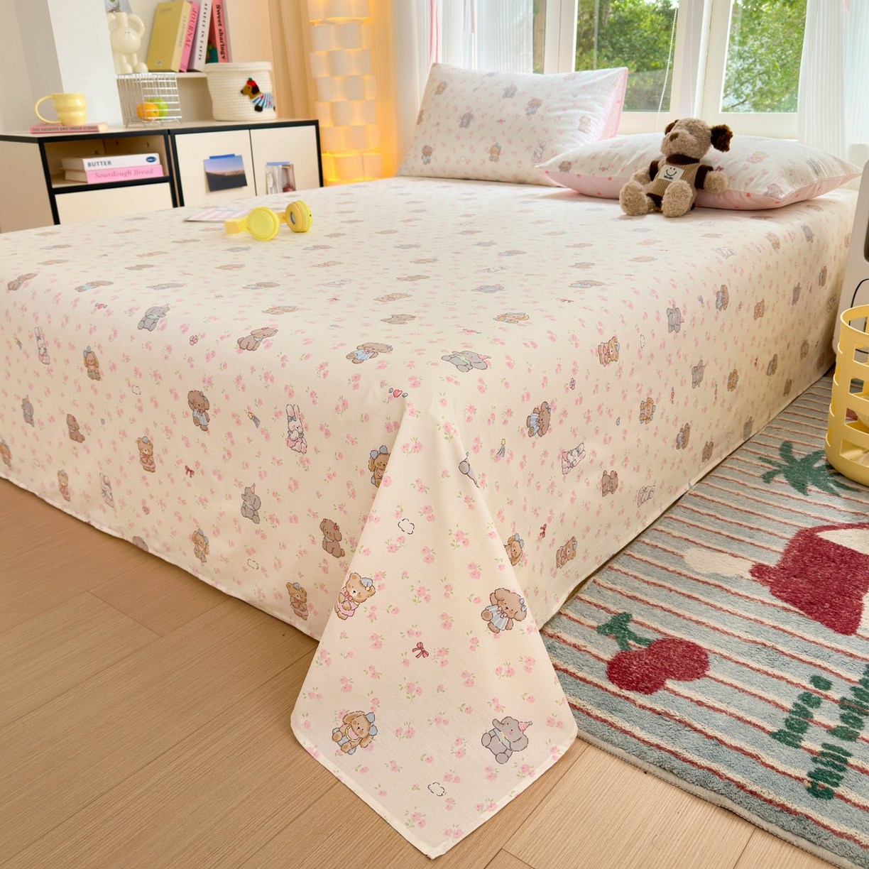 91家纺网 家纺一手货源 找家纺 清雅福 2025新款全棉柔软印花系列单床单 奶酪幼儿园