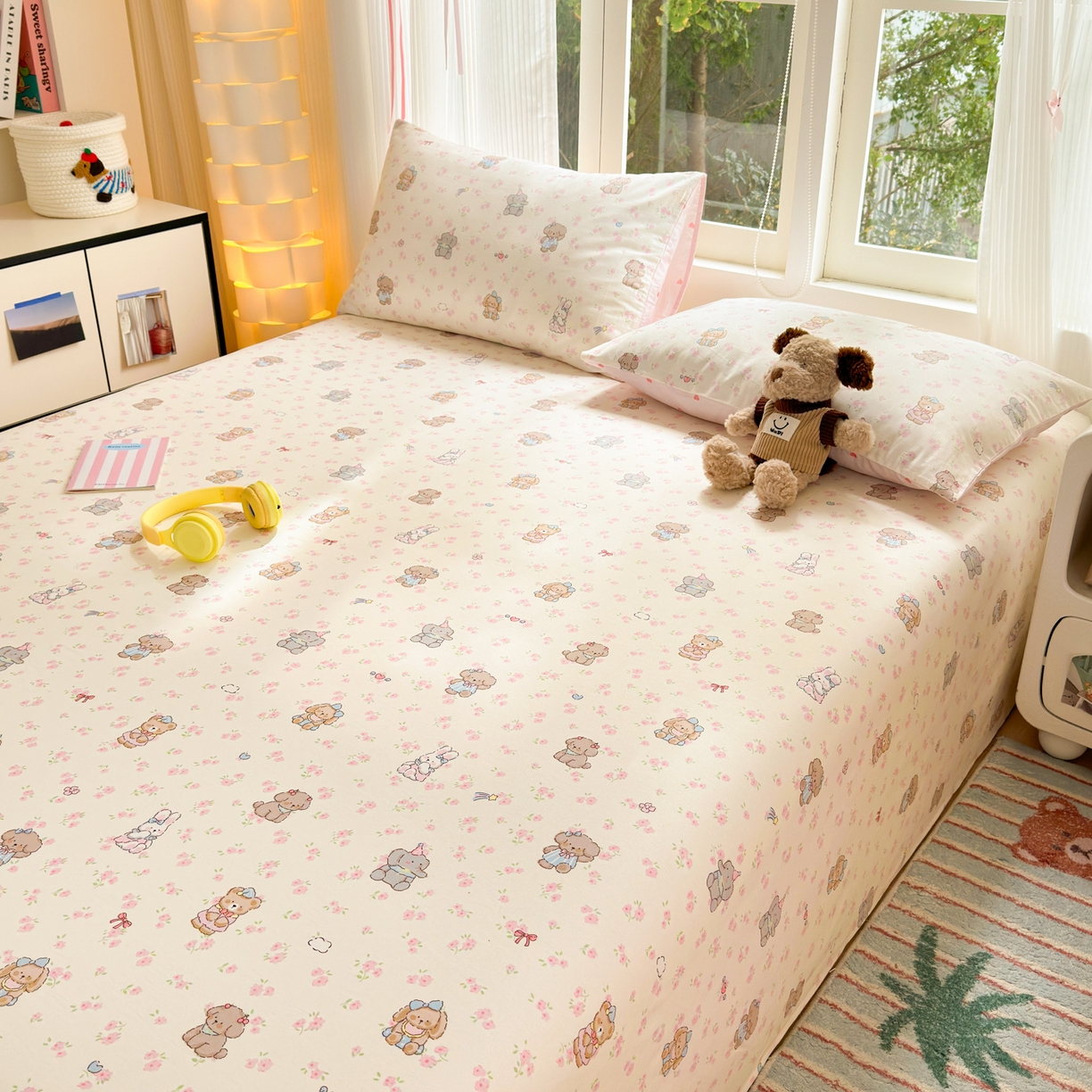 91家纺网 家纺一手货源 找家纺 清雅福 2025新款全棉柔软印花系列单床单 奶酪幼儿园