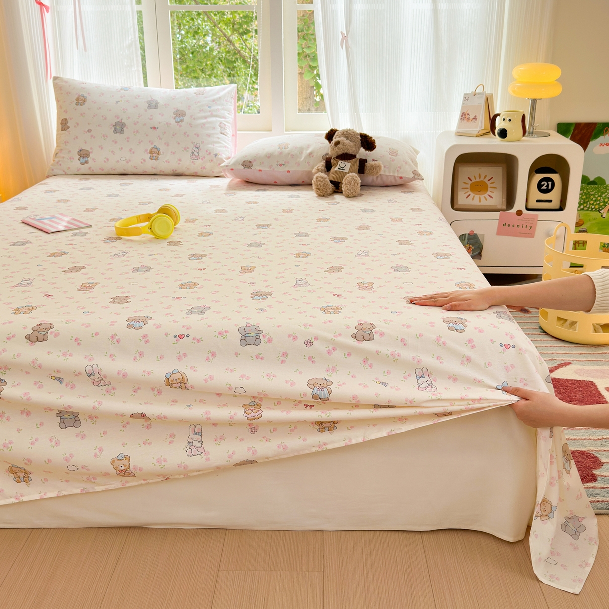 91家纺网 家纺一手货源 找家纺 清雅福 2025新款全棉柔软印花系列单床单 奶酪幼儿园