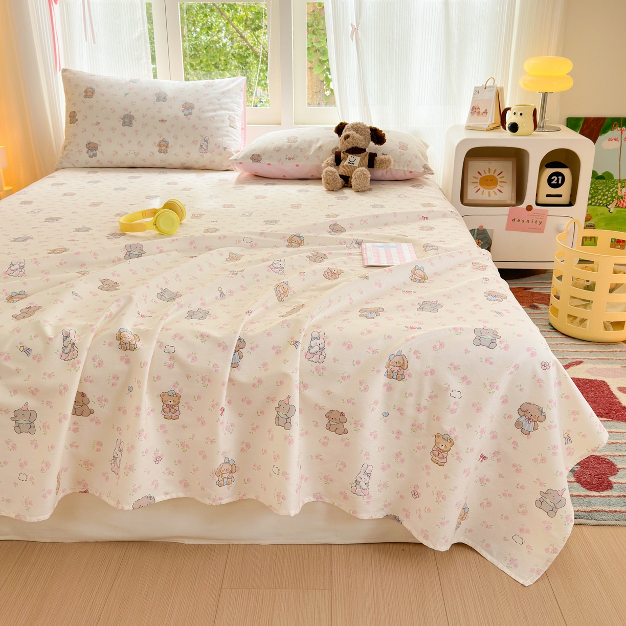 91家纺网 家纺一手货源 找家纺 清雅福 2025新款全棉柔软印花系列单床单 奶酪幼儿园