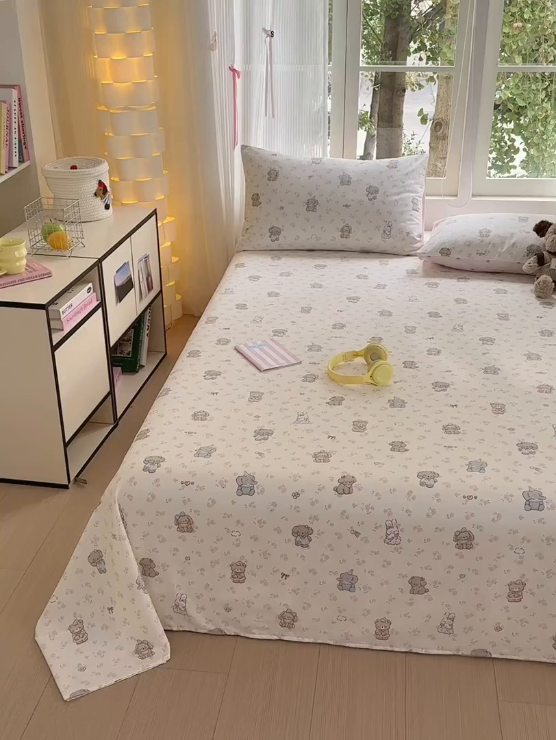 91家纺网 家纺一手货源 找家纺 清雅福 2025新款全棉柔软印花系列单床单 奶酪幼儿园