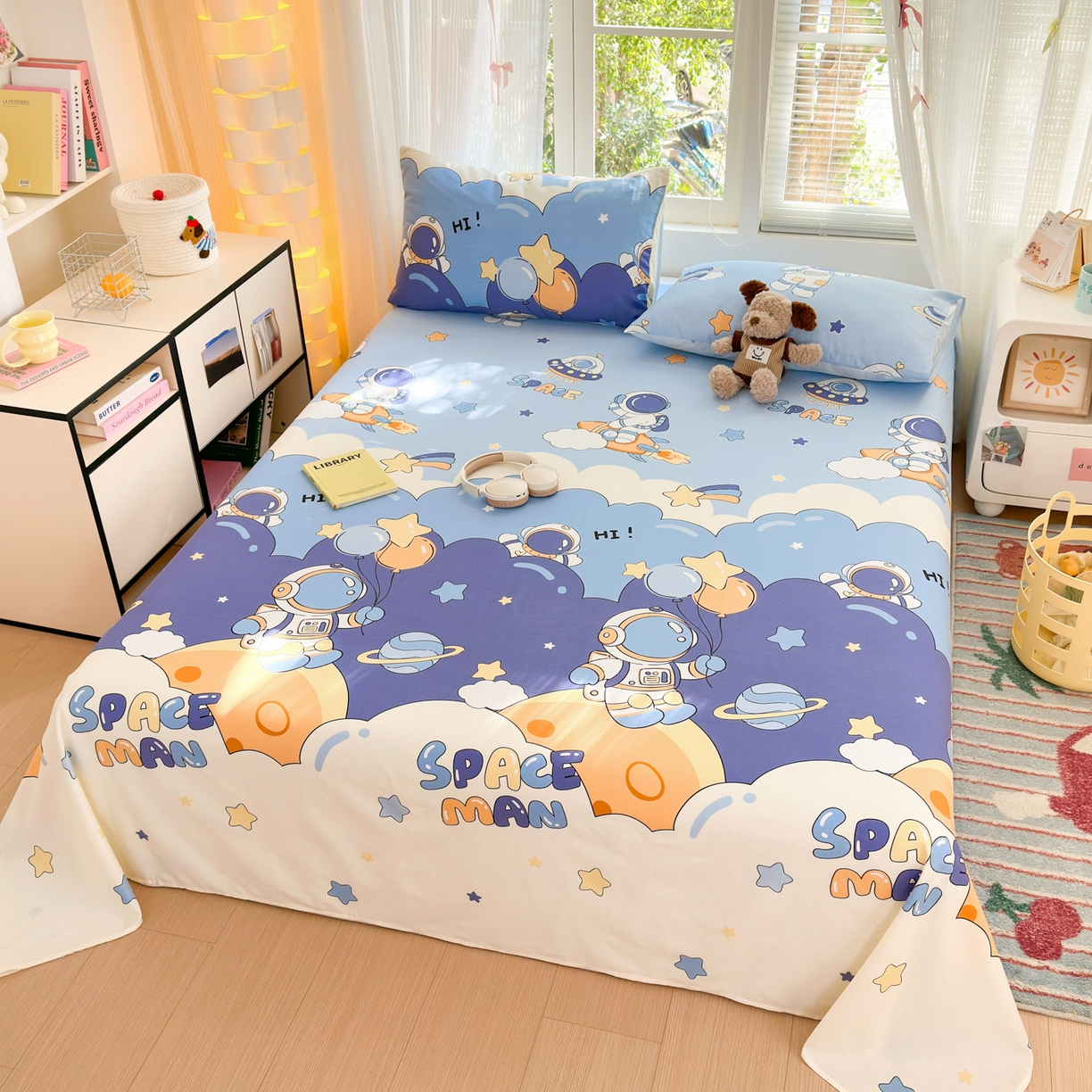 91家纺网 家纺一手货源 找家纺 清雅福 2025新款全棉柔软印花系列单床单 太空梦乐园