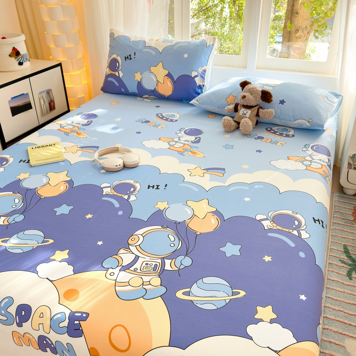 91家纺网 家纺一手货源 找家纺 清雅福 2025新款全棉柔软印花系列单床单 太空梦乐园