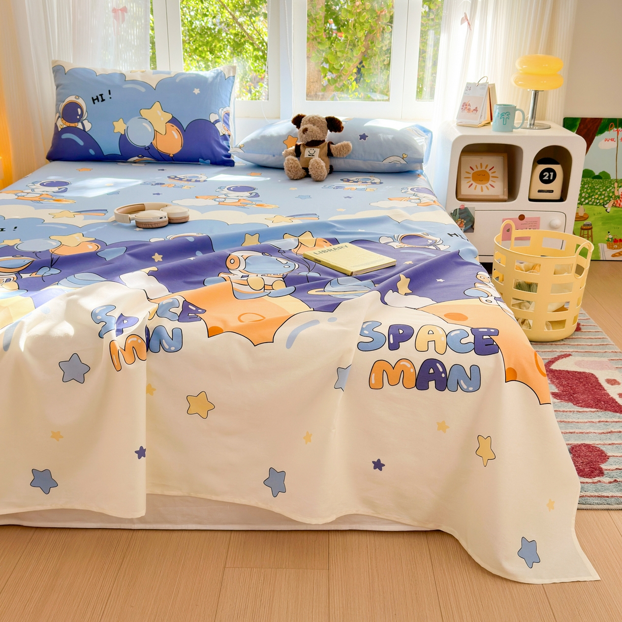 91家纺网 家纺一手货源 找家纺 清雅福 2025新款全棉柔软印花系列单床单 太空梦乐园