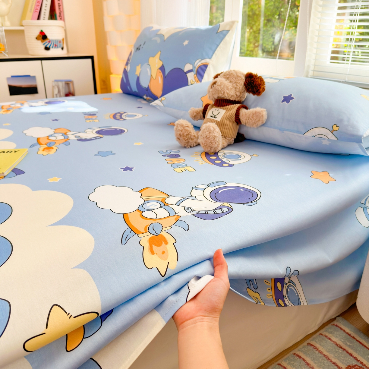 91家纺网 家纺一手货源 找家纺 清雅福 2025新款全棉柔软印花系列单床单 太空梦乐园