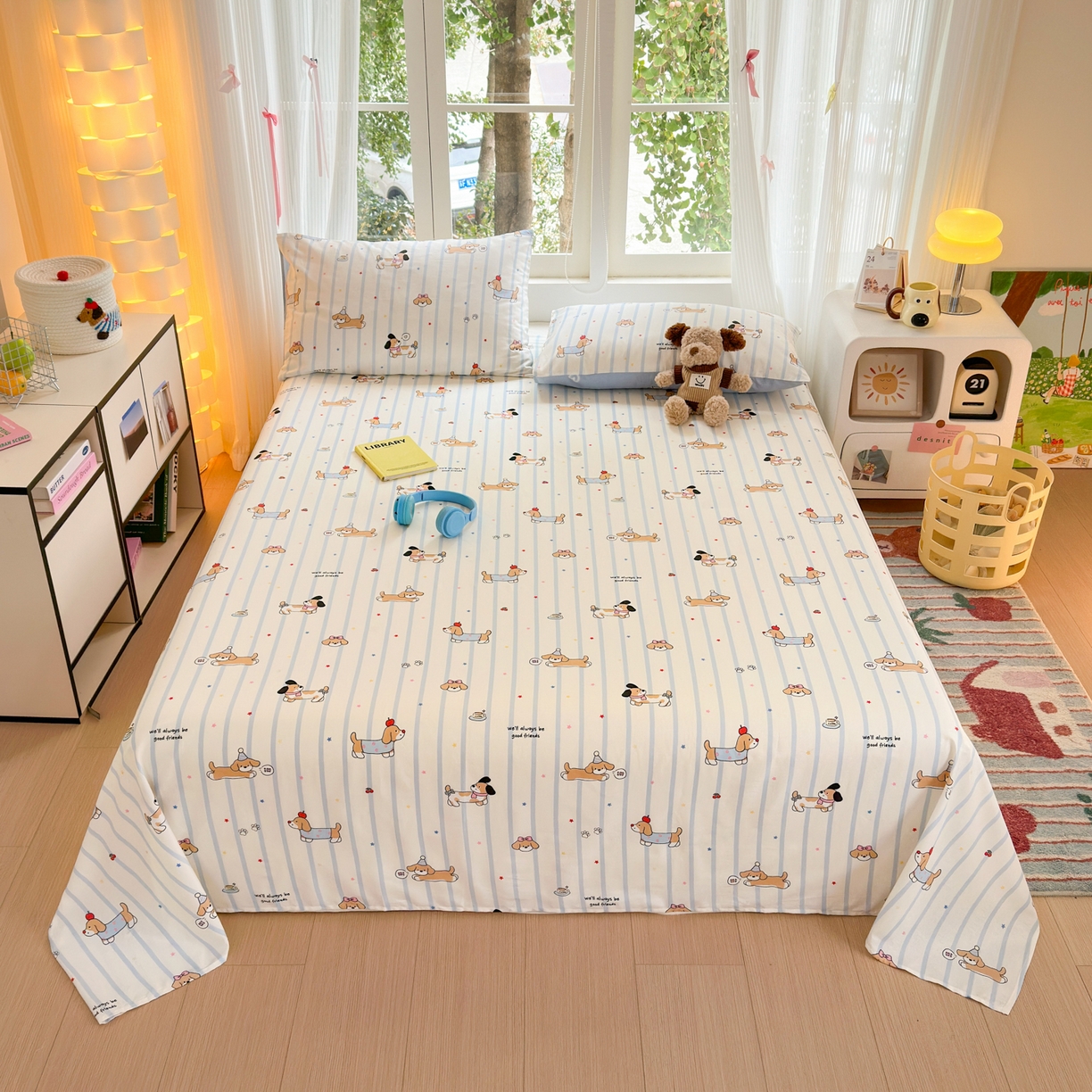 清雅福 2025新款全棉柔软印花系列单床单 糖纸童年