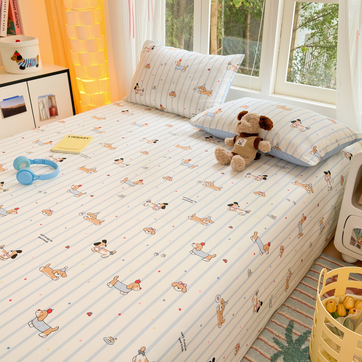 91家纺网 家纺一手货源 找家纺 清雅福 2025新款全棉柔软印花系列单床单 糖纸童年