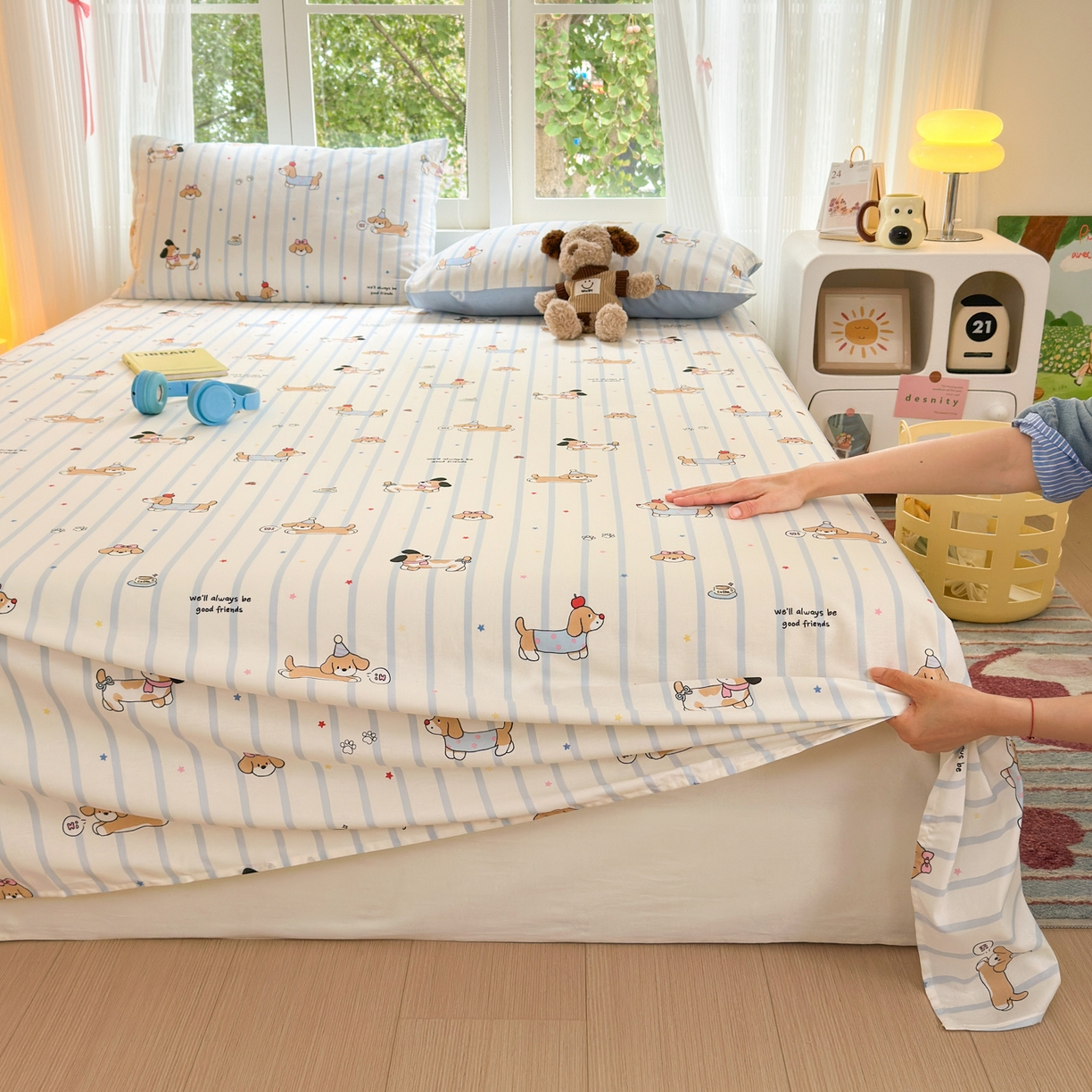 91家纺网 家纺一手货源 找家纺 清雅福 2025新款全棉柔软印花系列单床单 糖纸童年