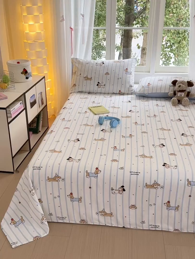 91家纺网 家纺一手货源 找家纺 清雅福 2025新款全棉柔软印花系列单床单 糖纸童年