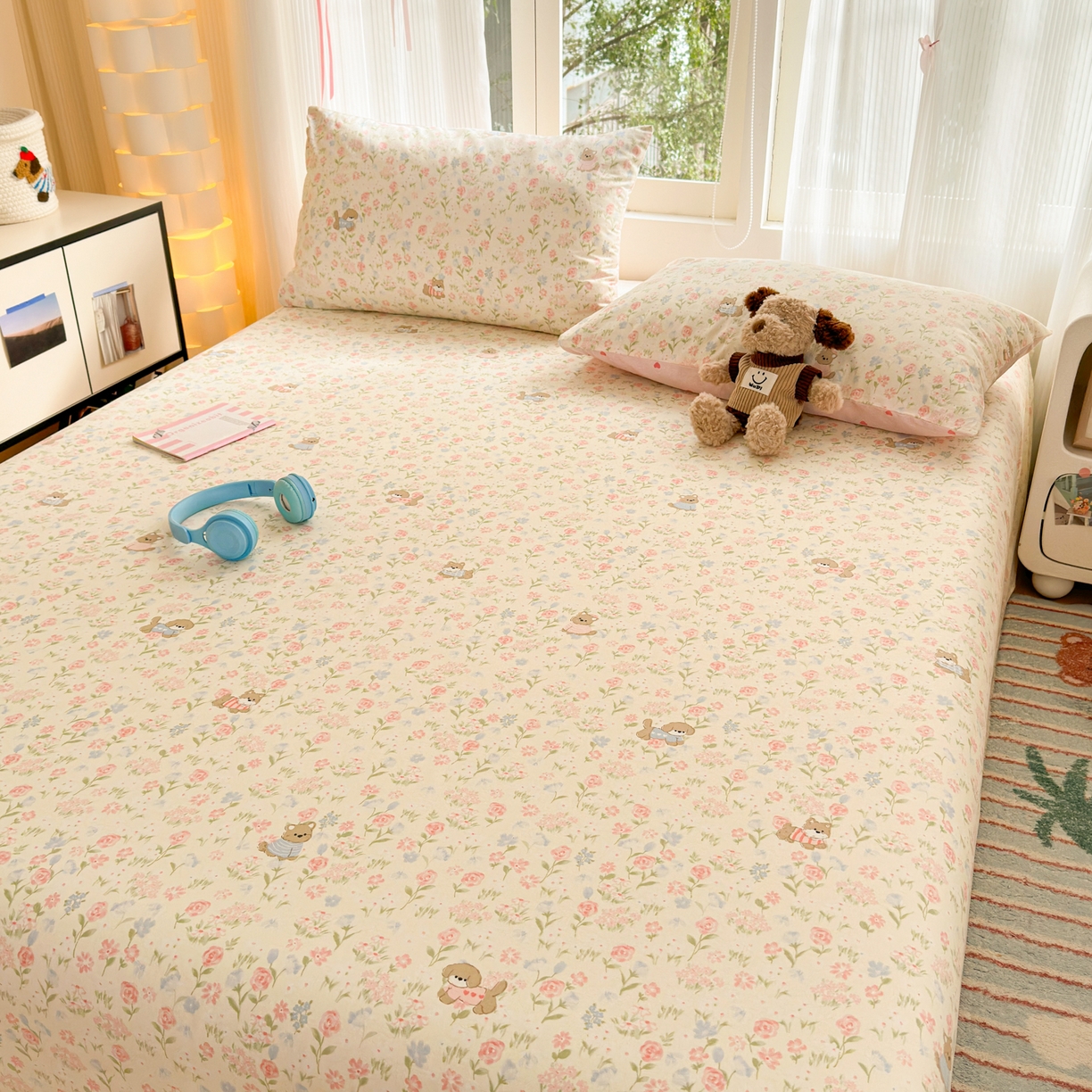 91家纺网 家纺一手货源 找家纺 清雅福 2025新款全棉柔软印花系列单床单 甜莓手记-米