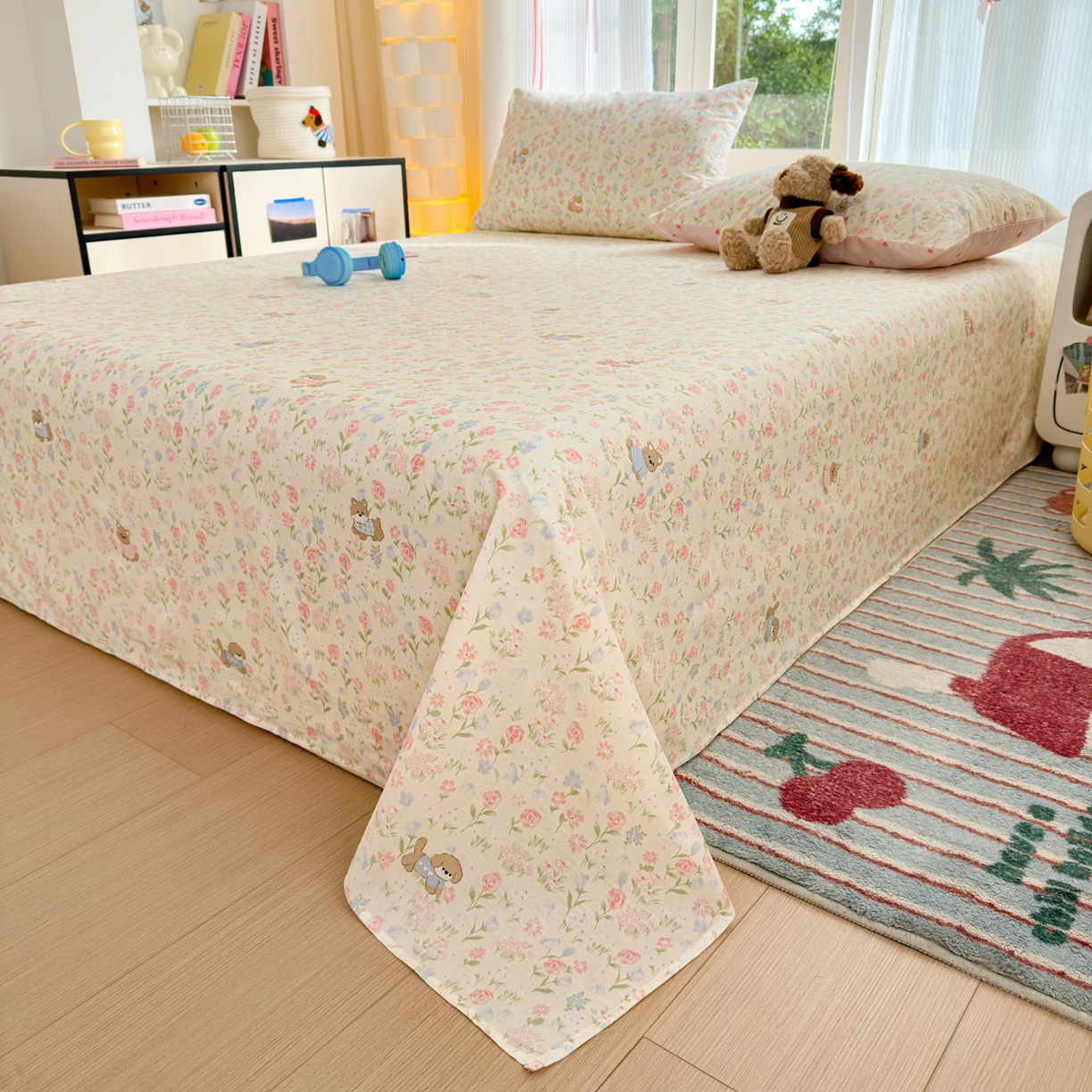 91家纺网 家纺一手货源 找家纺 清雅福 2025新款全棉柔软印花系列单床单 甜莓手记-米