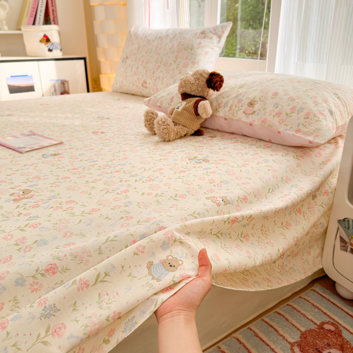 91家纺网 家纺一手货源 找家纺 清雅福 2025新款全棉柔软印花系列单床单 甜莓手记-米