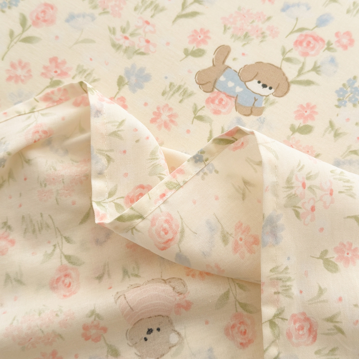 91家纺网 家纺一手货源 找家纺 清雅福 2025新款全棉柔软印花系列单床单 甜莓手记-米