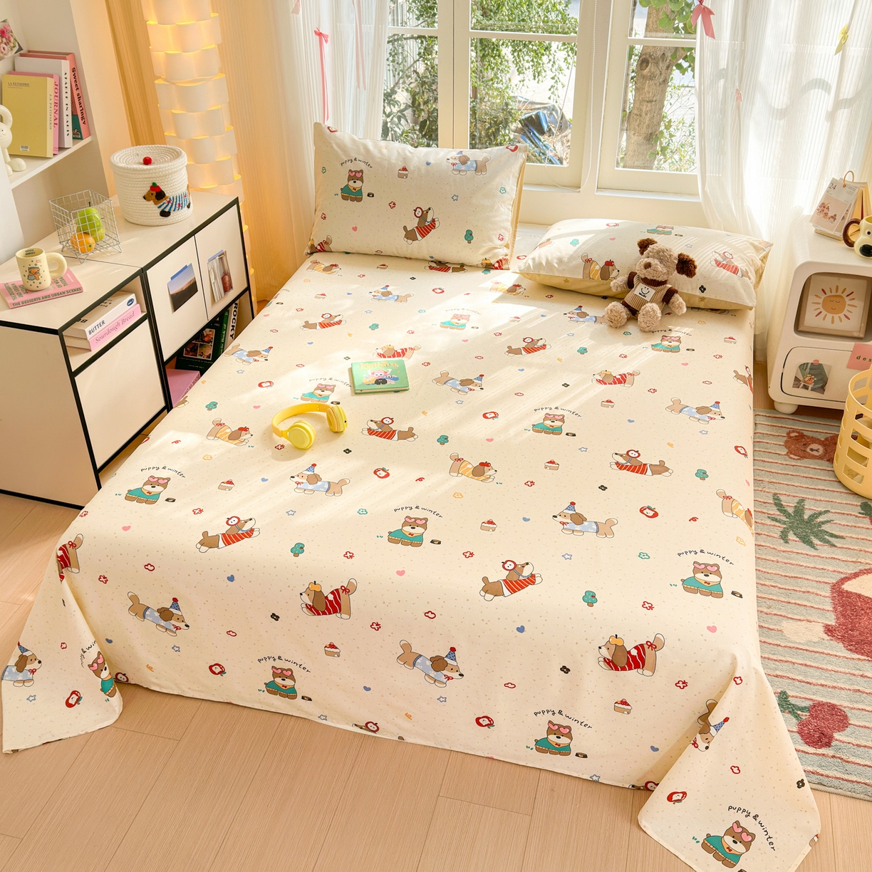 91家纺网 家纺一手货源 找家纺 清雅福 2025新款全棉柔软印花系列单床单 汪星卧室