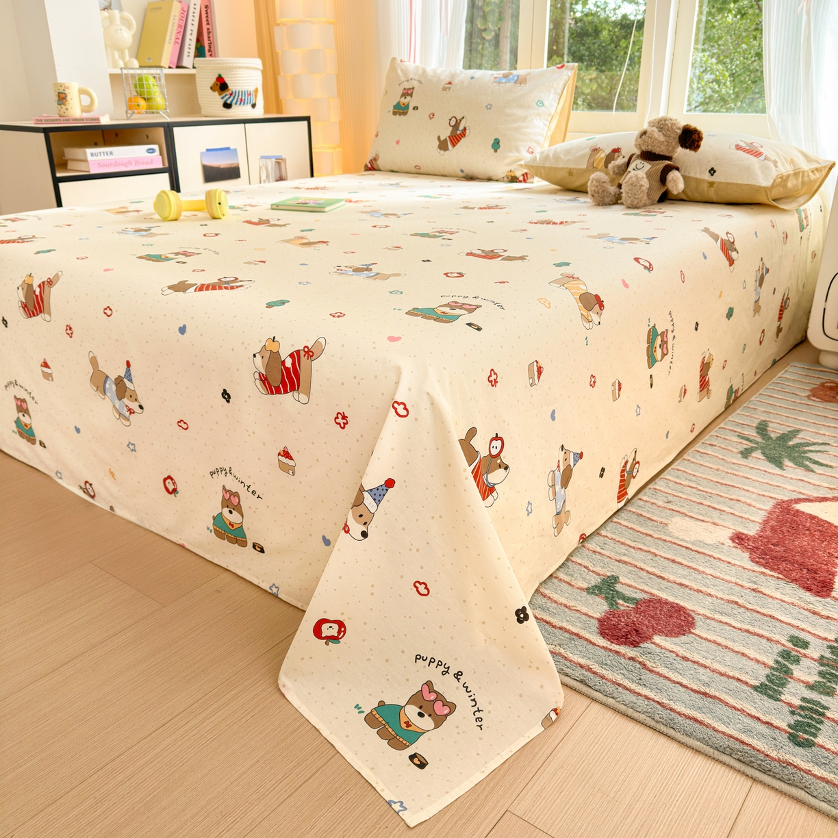 91家纺网 家纺一手货源 找家纺 清雅福 2025新款全棉柔软印花系列单床单 汪星卧室