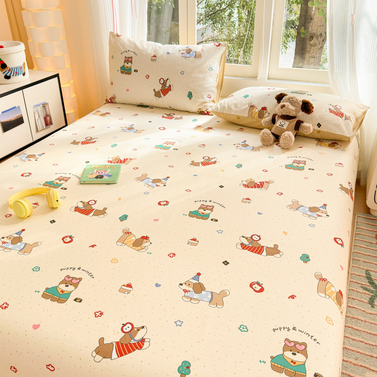 91家纺网 家纺一手货源 找家纺 清雅福 2025新款全棉柔软印花系列单床单 汪星卧室