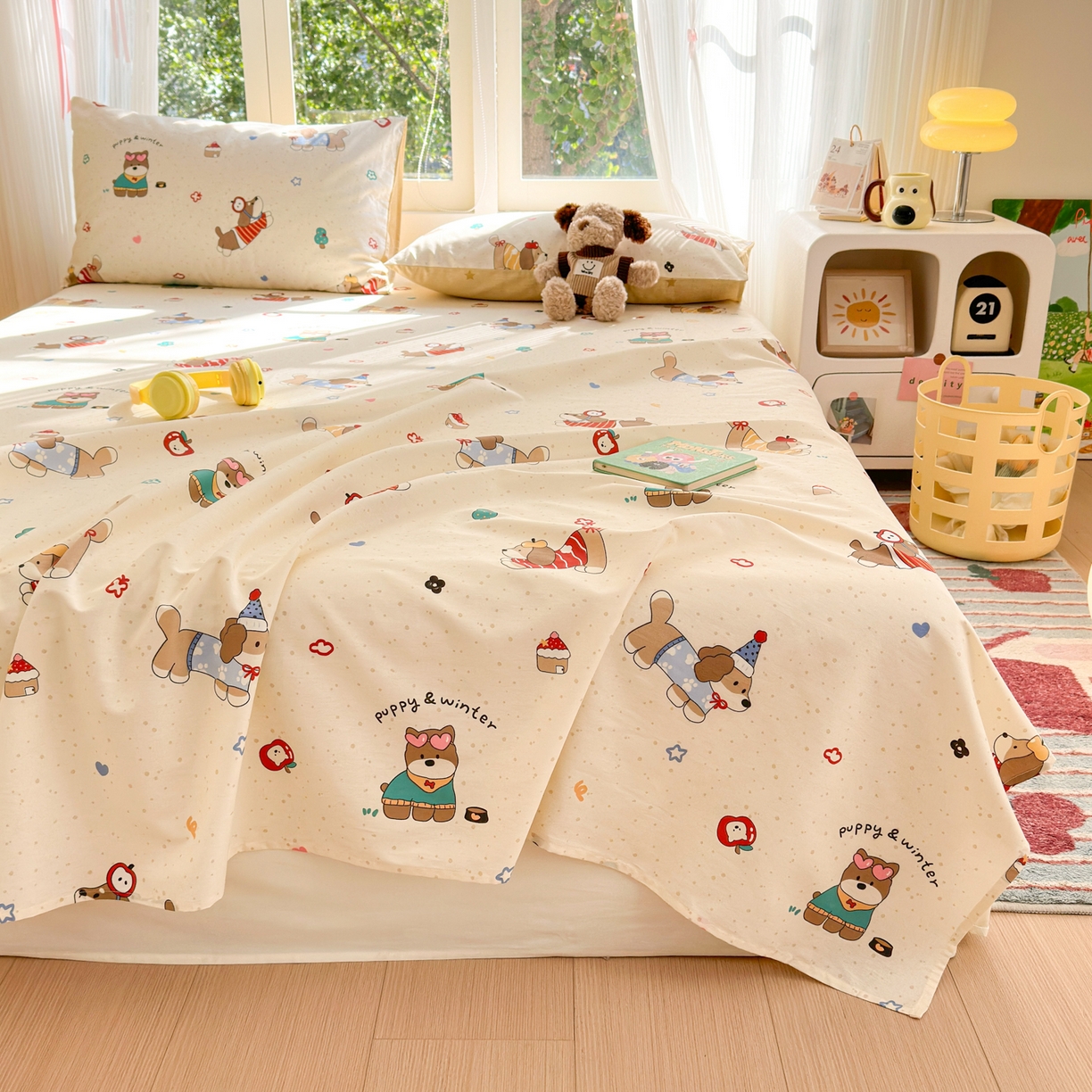 91家纺网 家纺一手货源 找家纺 清雅福 2025新款全棉柔软印花系列单床单 汪星卧室