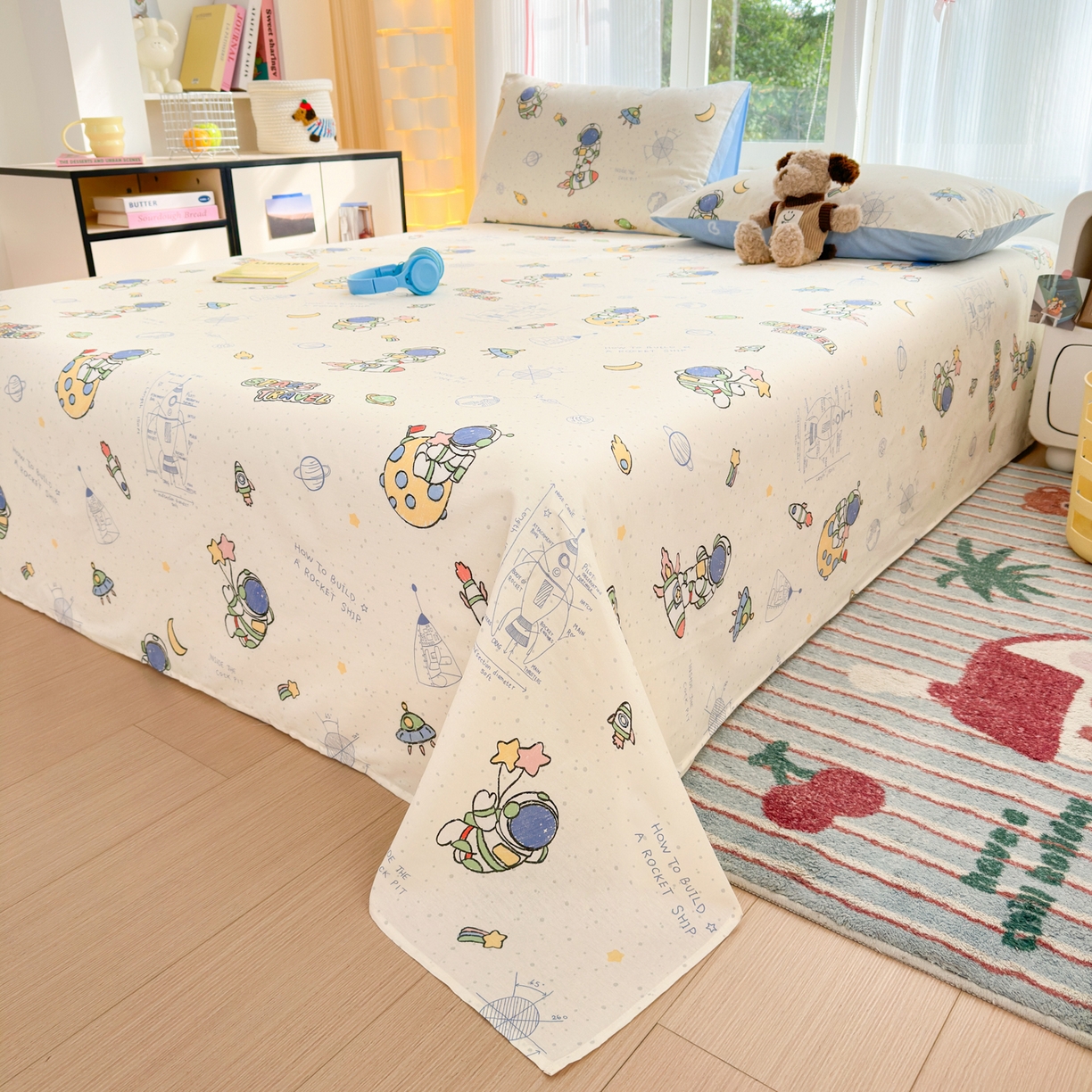 91家纺网 家纺一手货源 找家纺 清雅福 2025新款全棉柔软印花系列单床单 星际仔仔