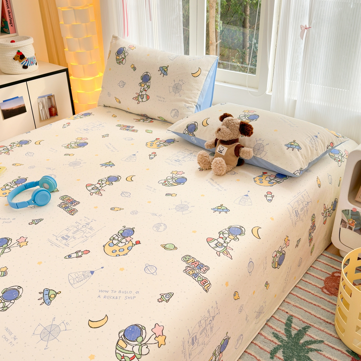 91家纺网 家纺一手货源 找家纺 清雅福 2025新款全棉柔软印花系列单床单 星际仔仔