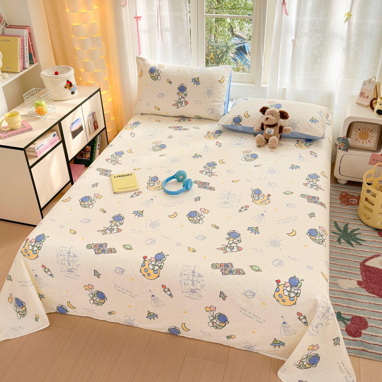 91家纺网 家纺一手货源 找家纺 清雅福 2025新款全棉柔软印花系列单床单 星际仔仔