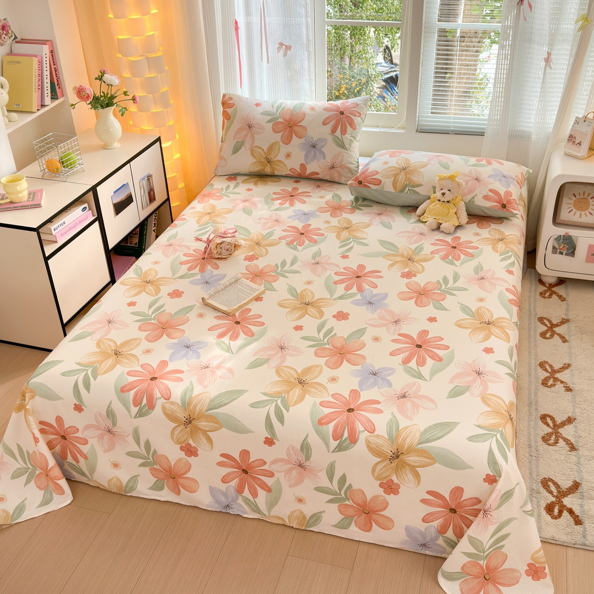 91家纺网 家纺一手货源 找家纺 清雅福 2025新款全棉柔软印花系列单床单 云裳花谷