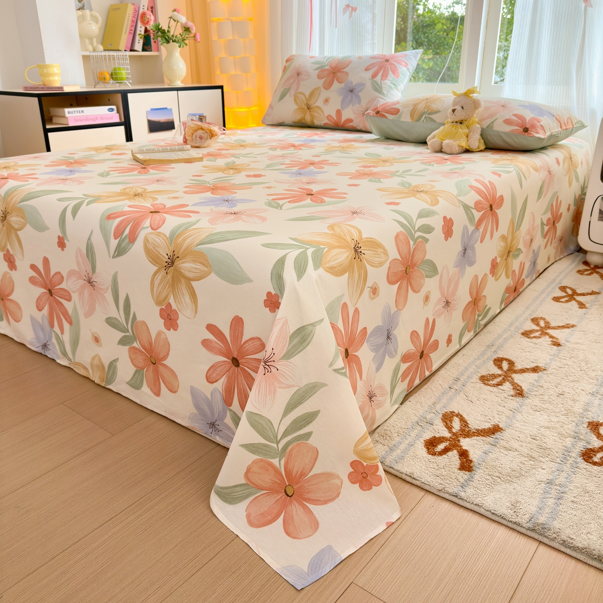 91家纺网 家纺一手货源 找家纺 清雅福 2025新款全棉柔软印花系列单床单 云裳花谷