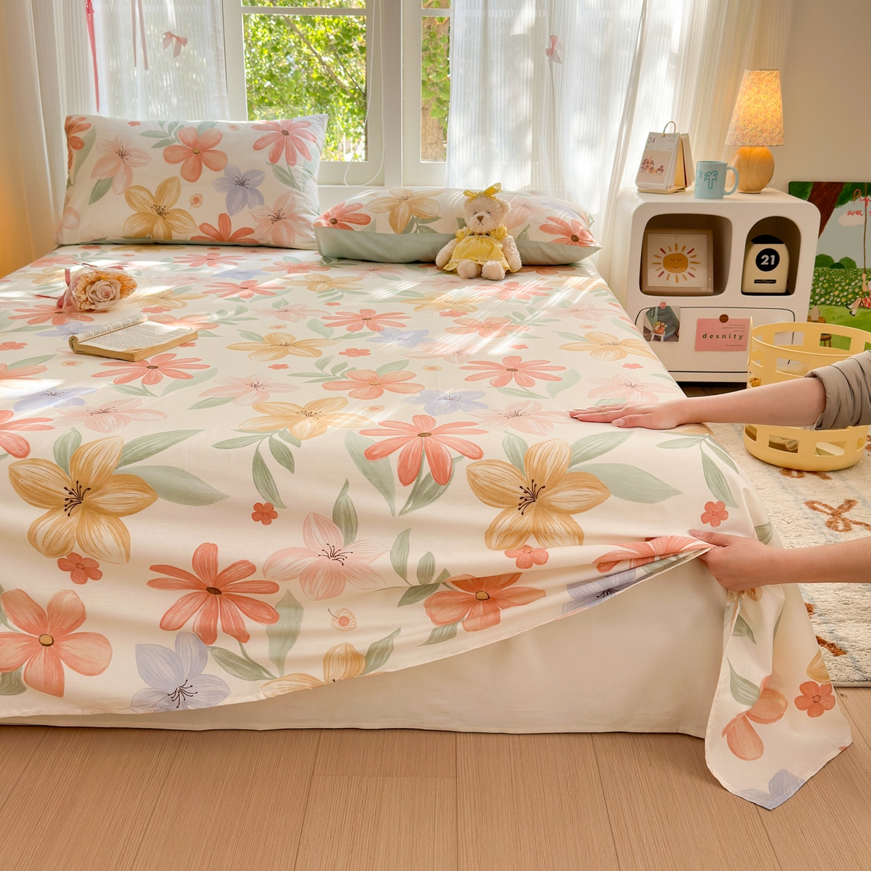 91家纺网 家纺一手货源 找家纺 清雅福 2025新款全棉柔软印花系列单床单 云裳花谷