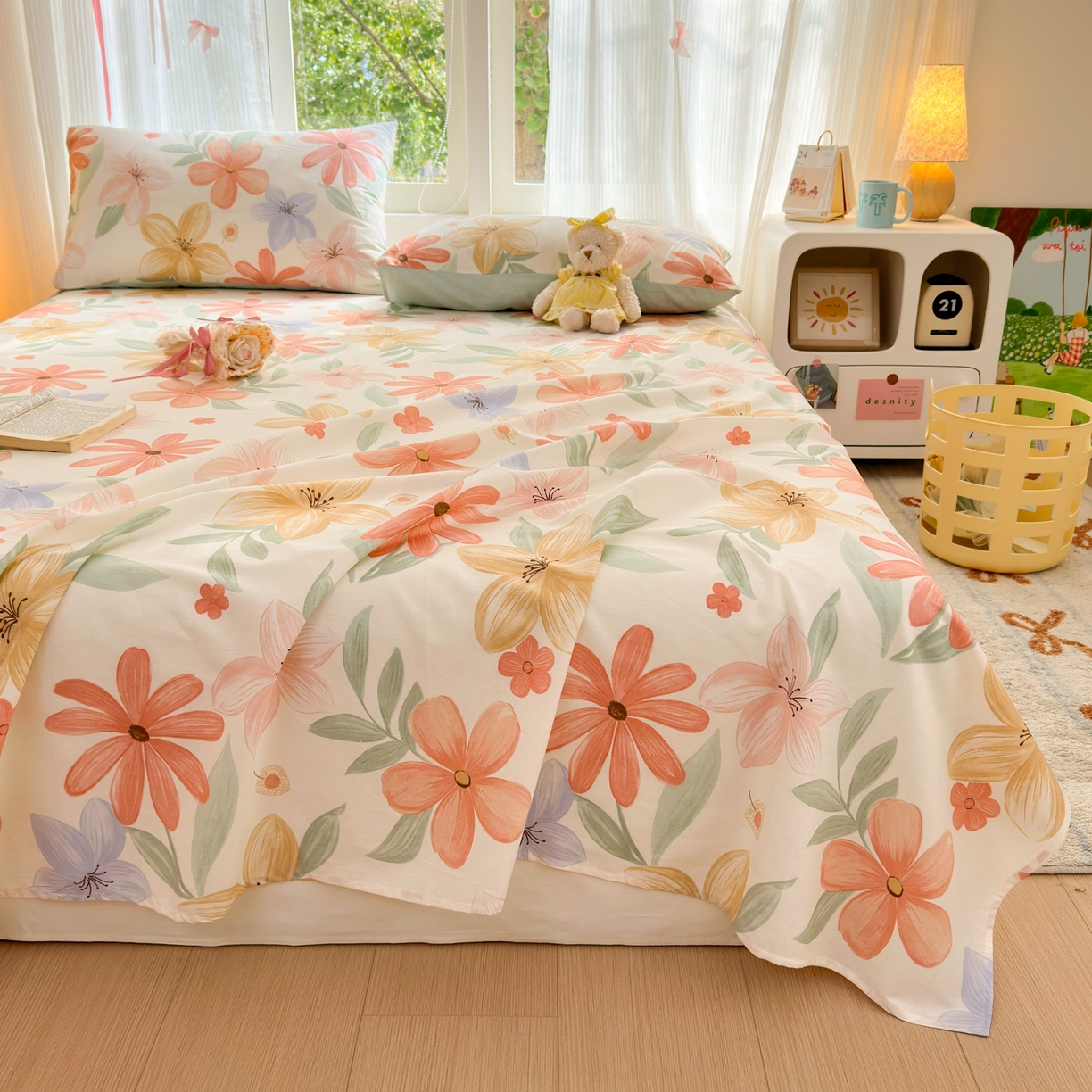 91家纺网 家纺一手货源 找家纺 清雅福 2025新款全棉柔软印花系列单床单 云裳花谷