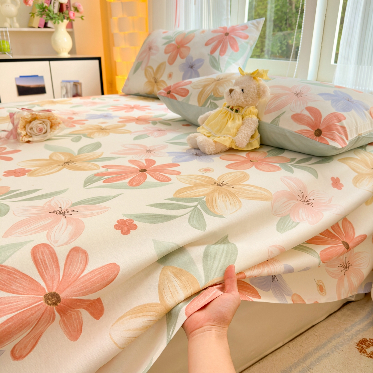 91家纺网 家纺一手货源 找家纺 清雅福 2025新款全棉柔软印花系列单床单 云裳花谷