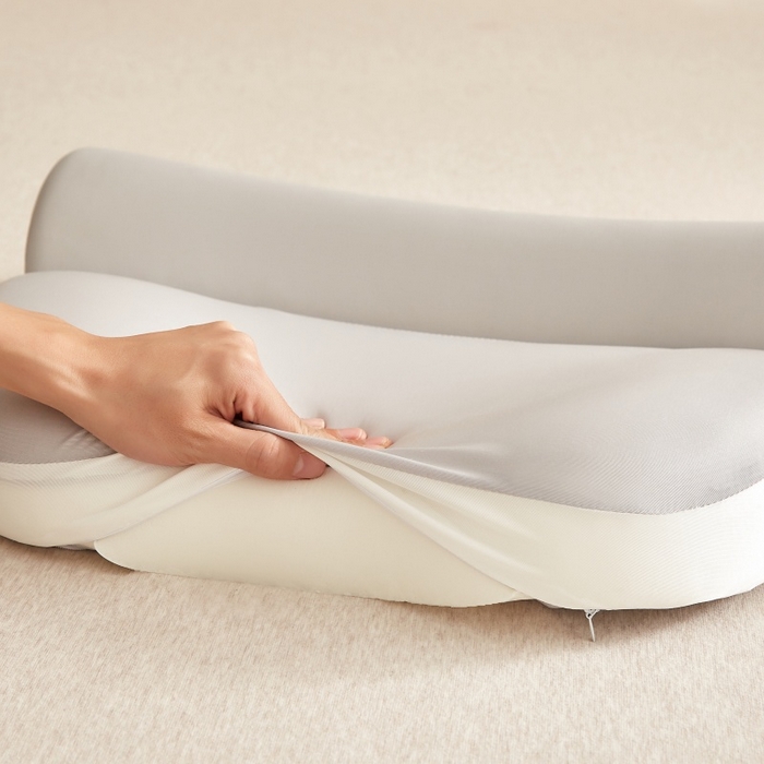 91家纺网 家纺一手货源 找家纺 珍贝家纺 2026新款零压助眠深睡枕牵引二合一组合款记忆枕 枕头枕芯 乳胶枕-- 牵引组合款-银色