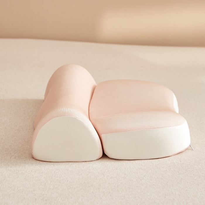 91家纺网 家纺一手货源 找家纺 珍贝家纺 2026新款零压助眠深睡枕牵引二合一组合款记忆枕 枕头枕芯 乳胶枕-- 牵引组合款-粉色