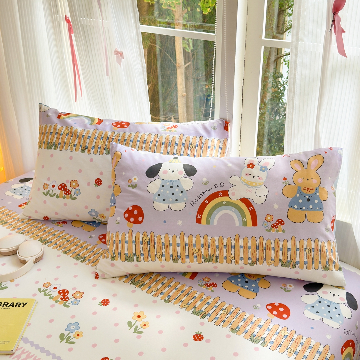 91家纺网 家纺一手货源 找家纺 清雅福 2025新款全棉柔软印花系列四件套 彩虹小镇