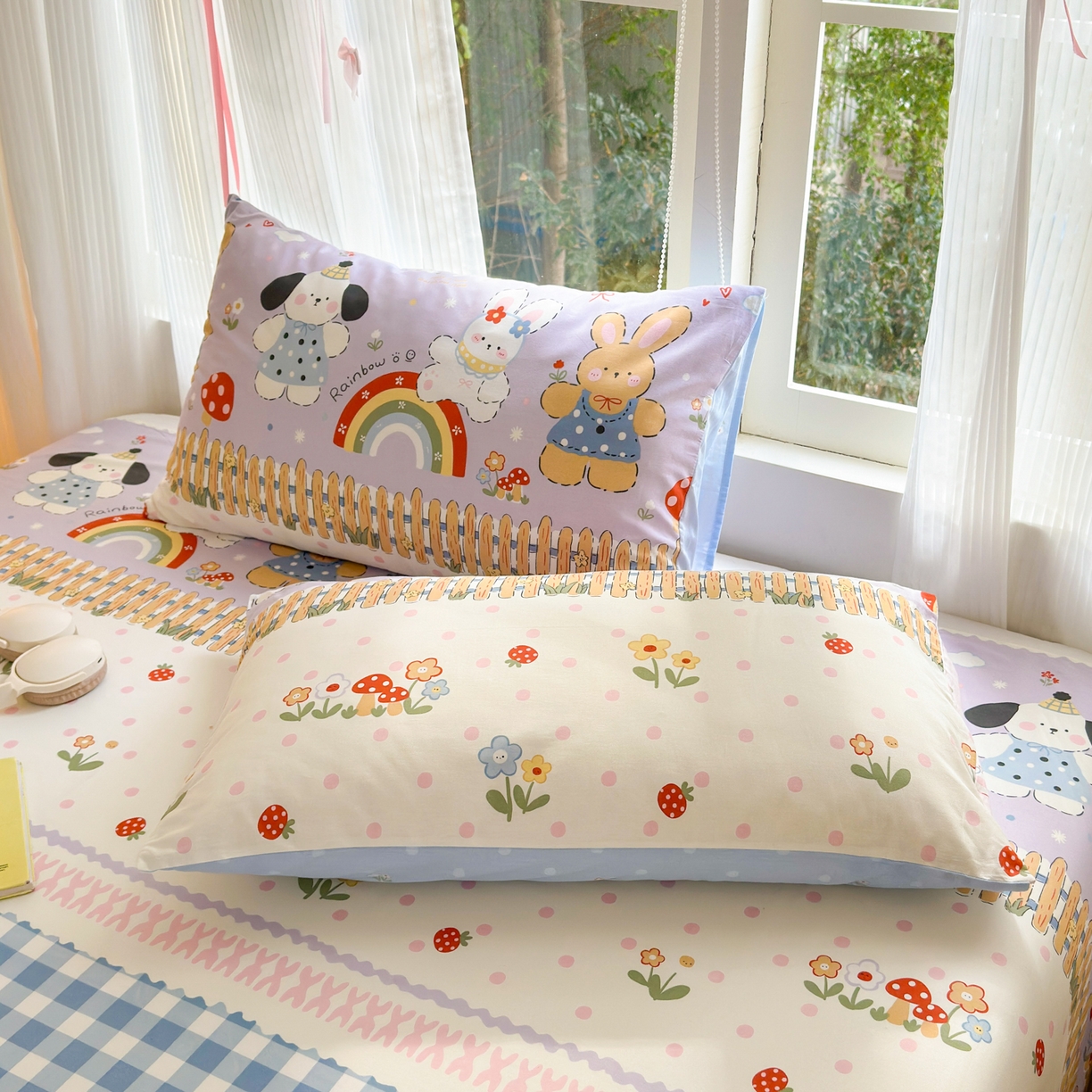 91家纺网 家纺一手货源 找家纺 清雅福 2025新款全棉柔软印花系列四件套 彩虹小镇