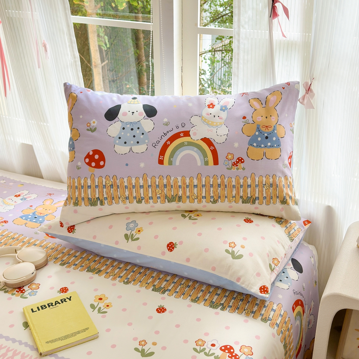 91家纺网 家纺一手货源 找家纺 清雅福 2025新款全棉柔软印花系列四件套 彩虹小镇