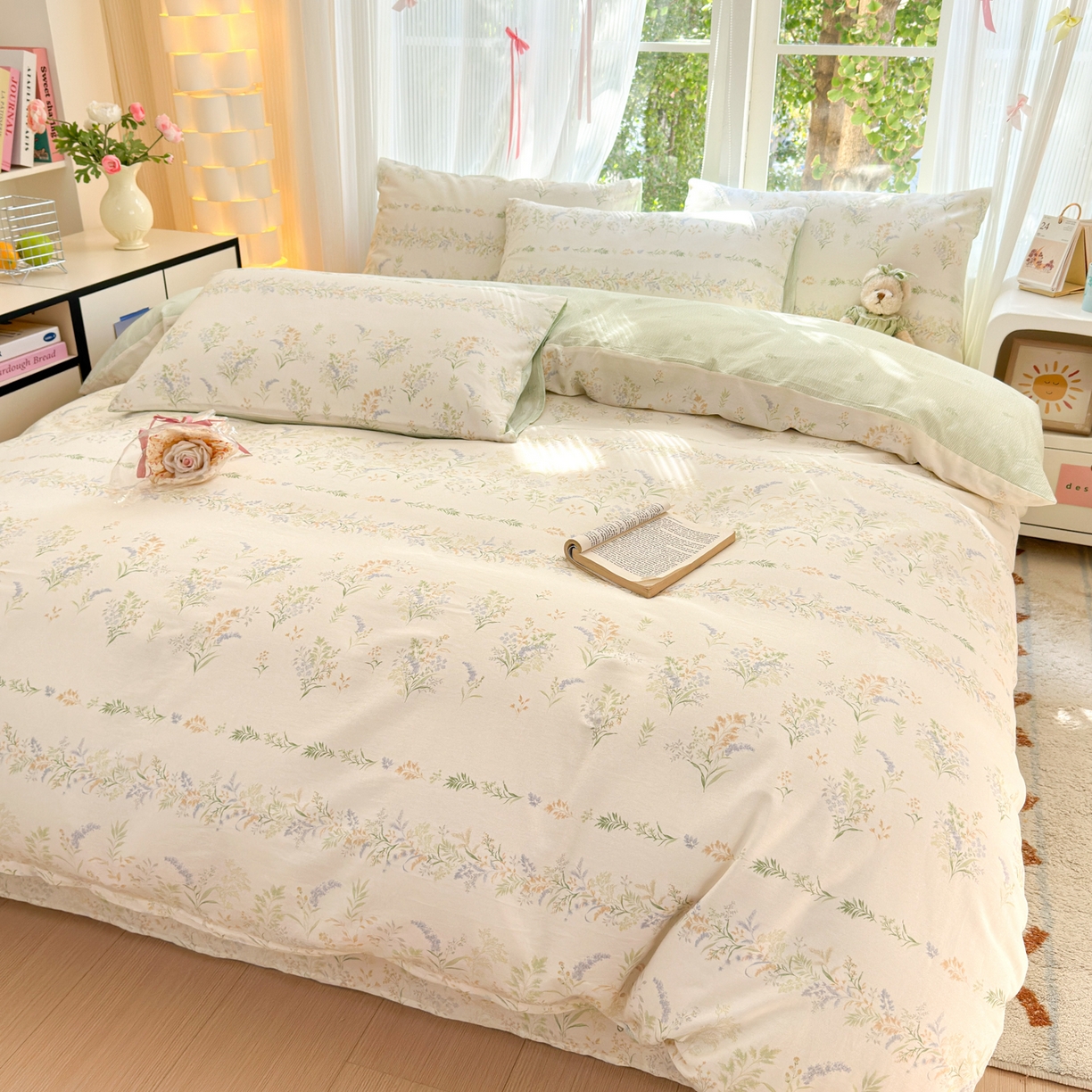 91家纺网 家纺一手货源 找家纺 清雅福 2025新款全棉柔软印花系列四件套 丛草集