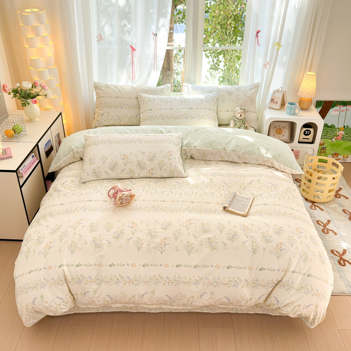 91家纺网 家纺一手货源 找家纺 清雅福 2025新款全棉柔软印花系列四件套 丛草集