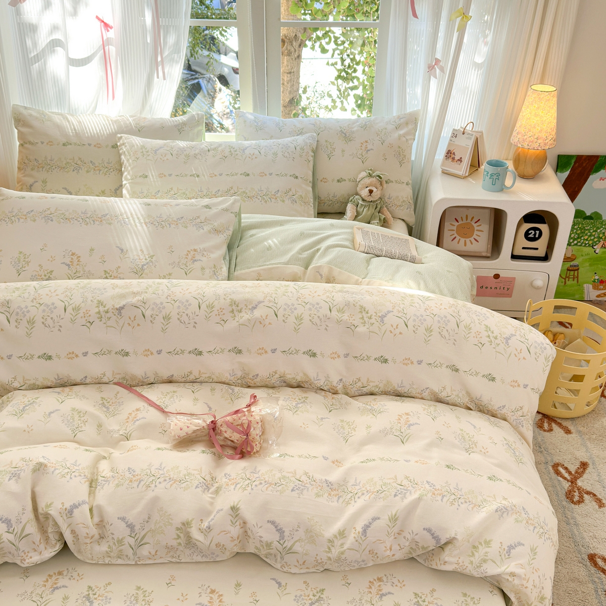 91家纺网 家纺一手货源 找家纺 清雅福 2025新款全棉柔软印花系列四件套 丛草集