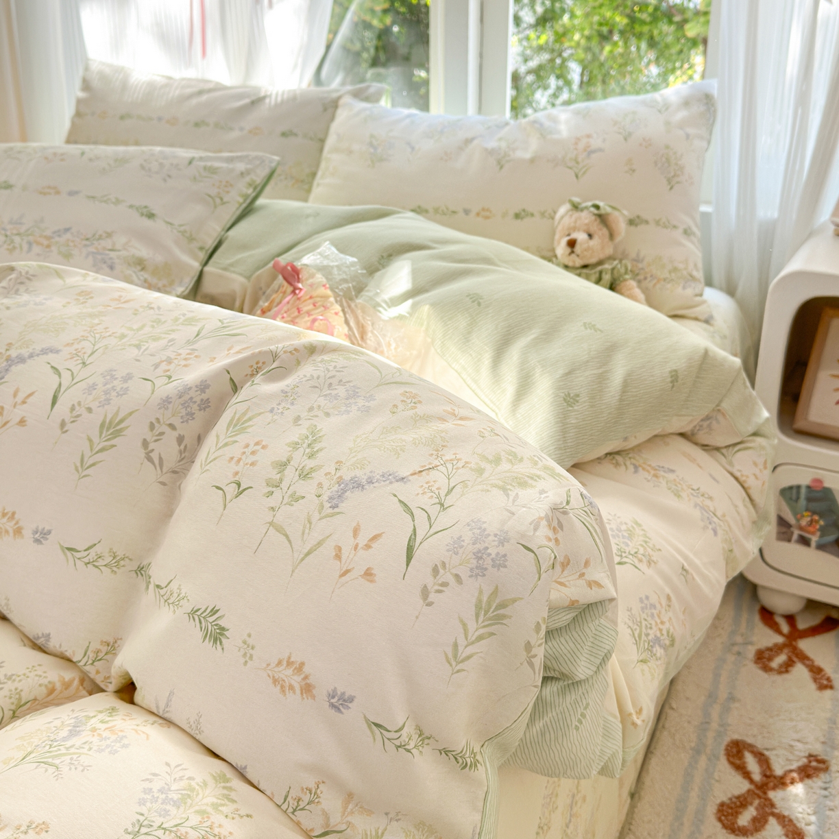 91家纺网 家纺一手货源 找家纺 清雅福 2025新款全棉柔软印花系列四件套 丛草集