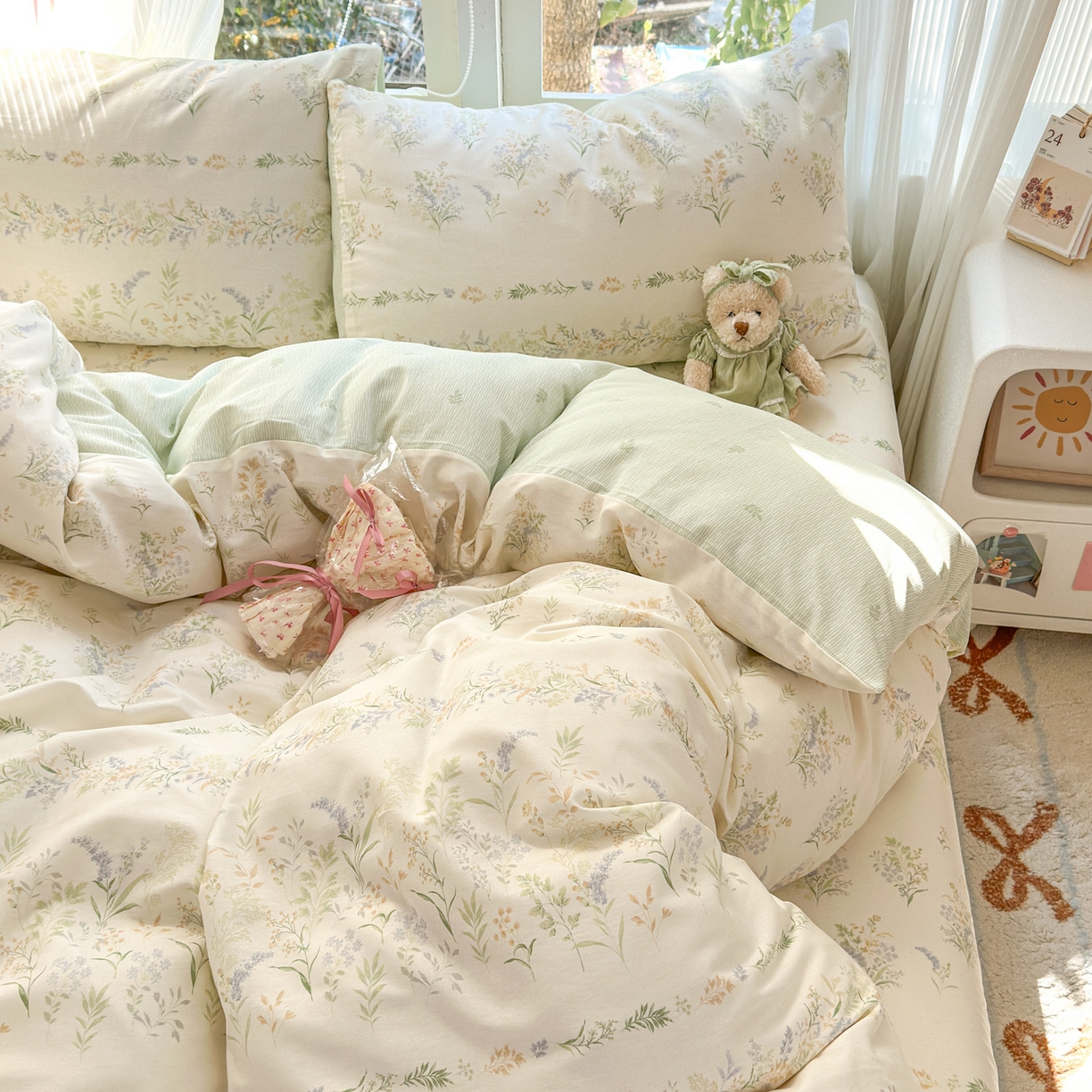 91家纺网 家纺一手货源 找家纺 清雅福 2025新款全棉柔软印花系列四件套 丛草集