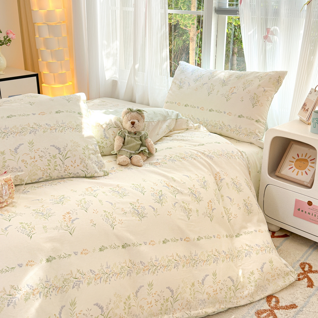 91家纺网 家纺一手货源 找家纺 清雅福 2025新款全棉柔软印花系列四件套 丛草集