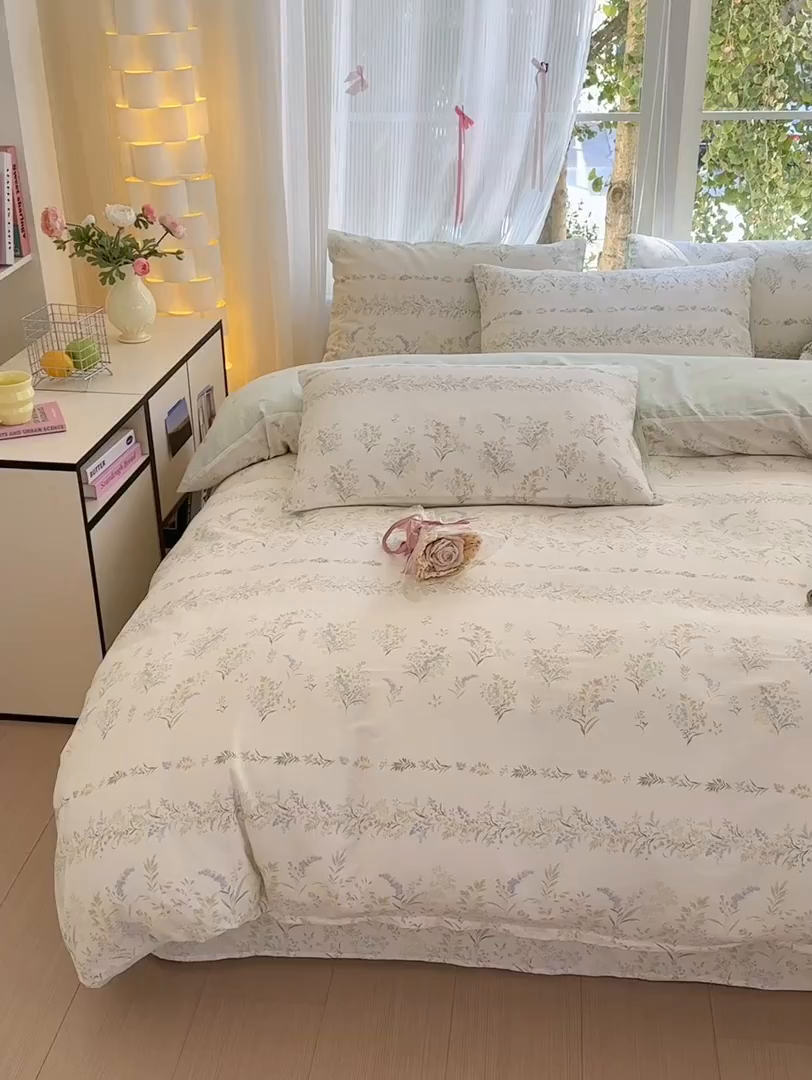 91家纺网 家纺一手货源 找家纺 清雅福 2025新款全棉柔软印花系列四件套 丛草集