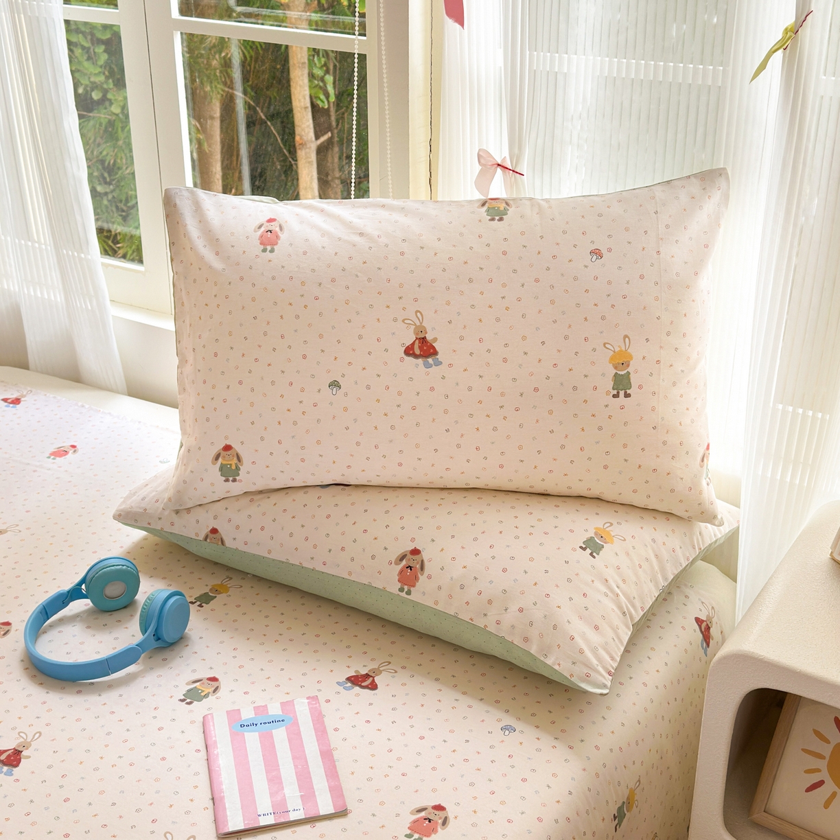 91家纺网 家纺一手货源 找家纺 清雅福 2025新款全棉柔软印花系列四件套 大耳朵