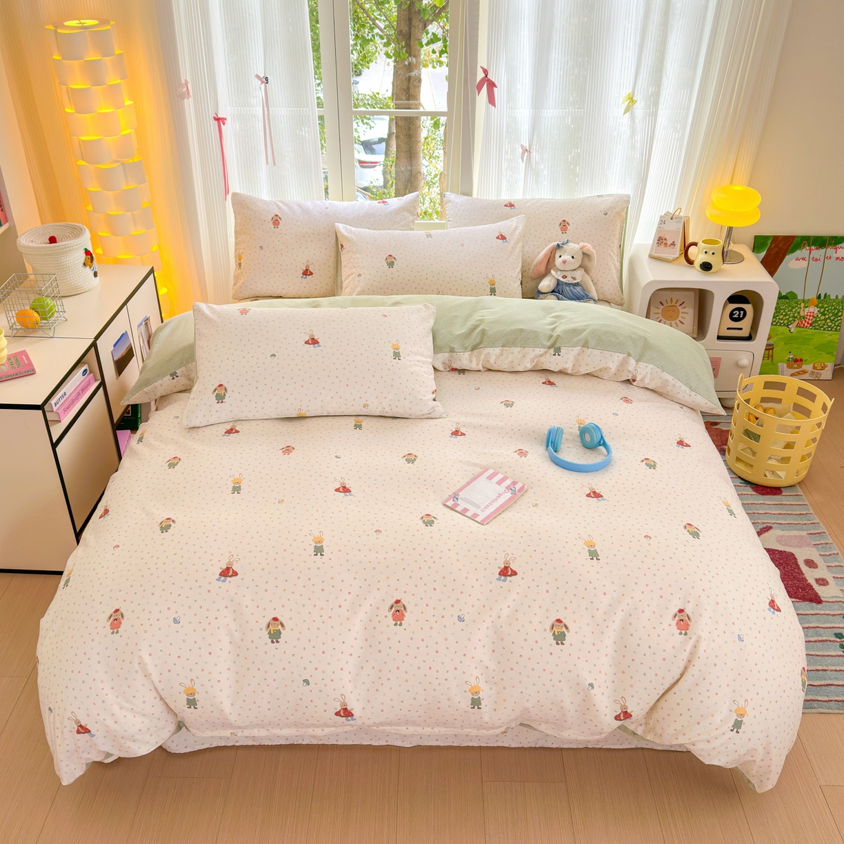 91家纺网 家纺一手货源 找家纺 清雅福 2025新款全棉柔软印花系列四件套 大耳朵